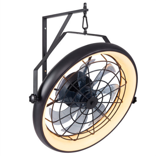 20" Wall Mounted Fan with Dimmable LED Light and 6 Wind Speeds-Black LuxuryLifeWay Online Store