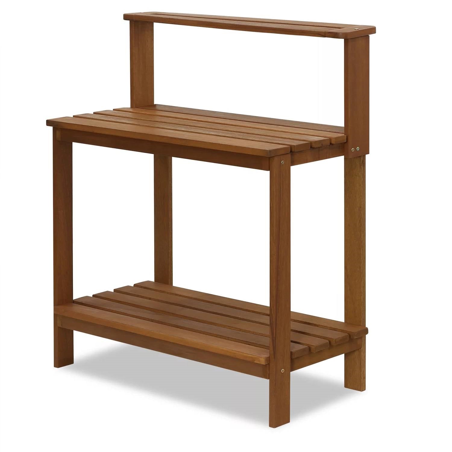 Solid Meranti Wood Outdoor Garden Potting Bench Table with Bottom Shelf LuxuryLifeWay Online Store