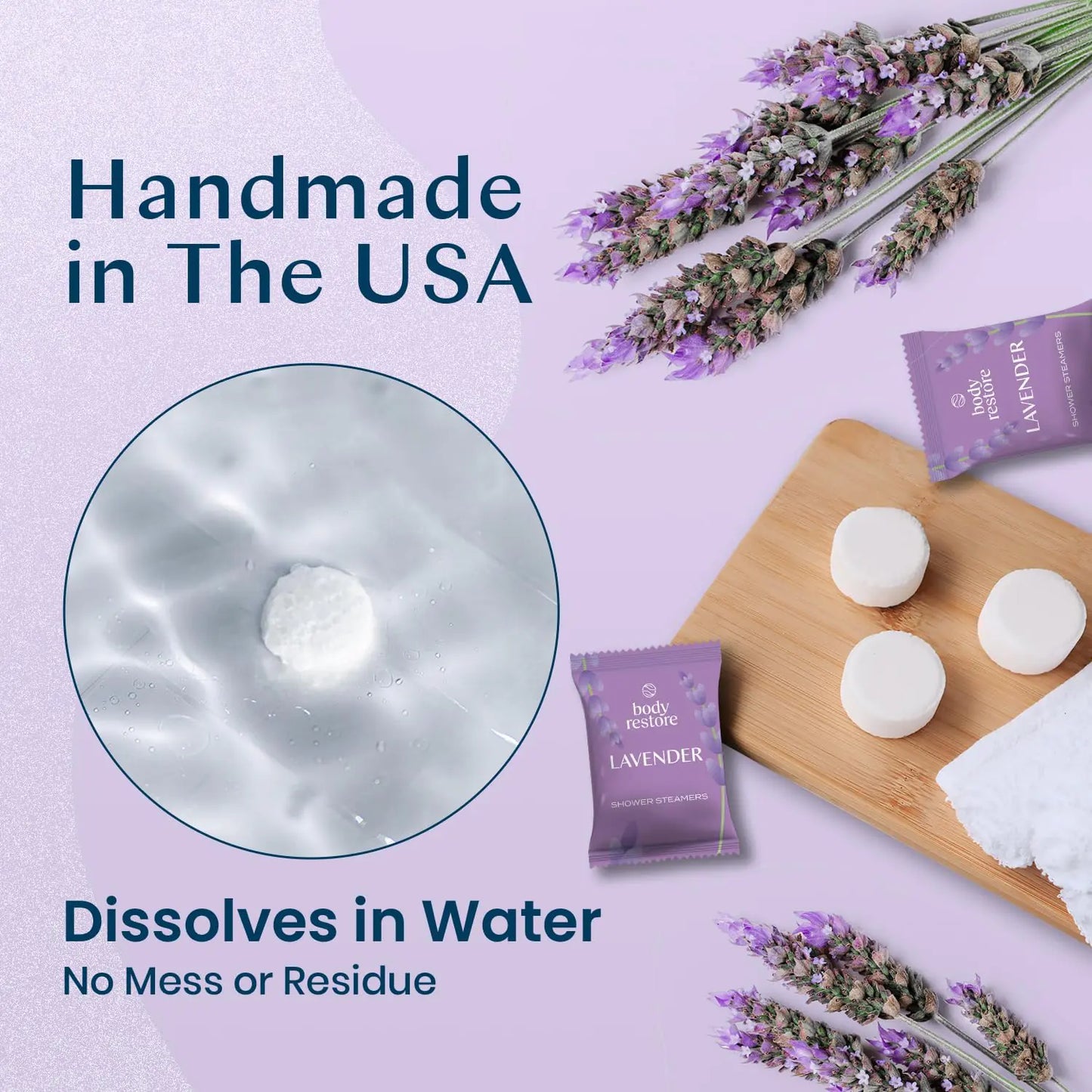 Body Restore Shower Steamers Aromatherapy 15 Pack - Relaxation Birthday Gifts for Women and Men, Travel Essentials, Stress Relief and Self Care - Lavender 15 Count (Pack of 1)