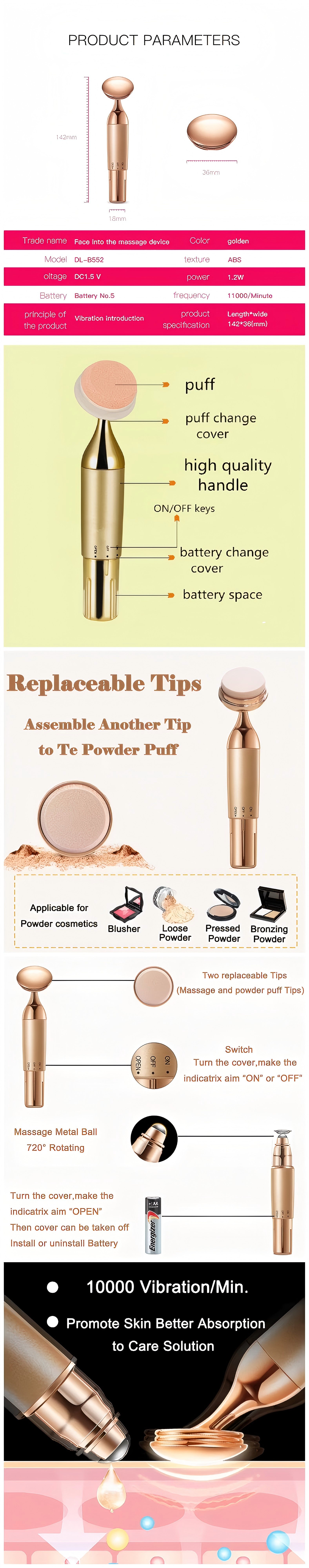 3D Vibrating Makeup Sponge - Electric Foundation Blender, Rechargeable & Waterproof - For Flawless Liquid & Powder Application LadyShow.Store
