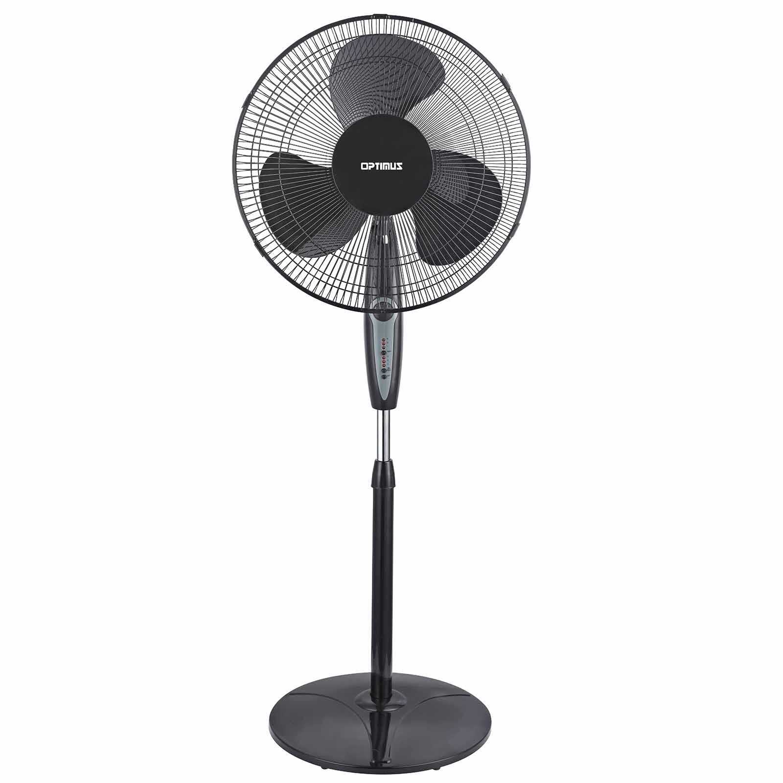 Optimus 16 in. Oscillating Stand Fan with Remote Control in Black LuxuryLifeWay Online Store