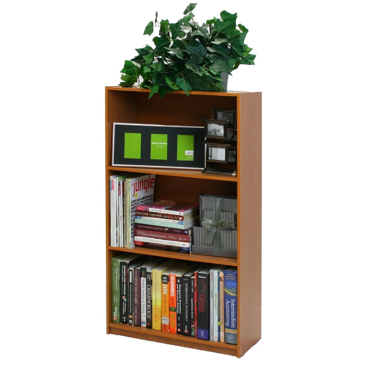 Light Cherry Finish 3-Tier Storage Shelves Bookcase LuxuryLifeWay Online Store