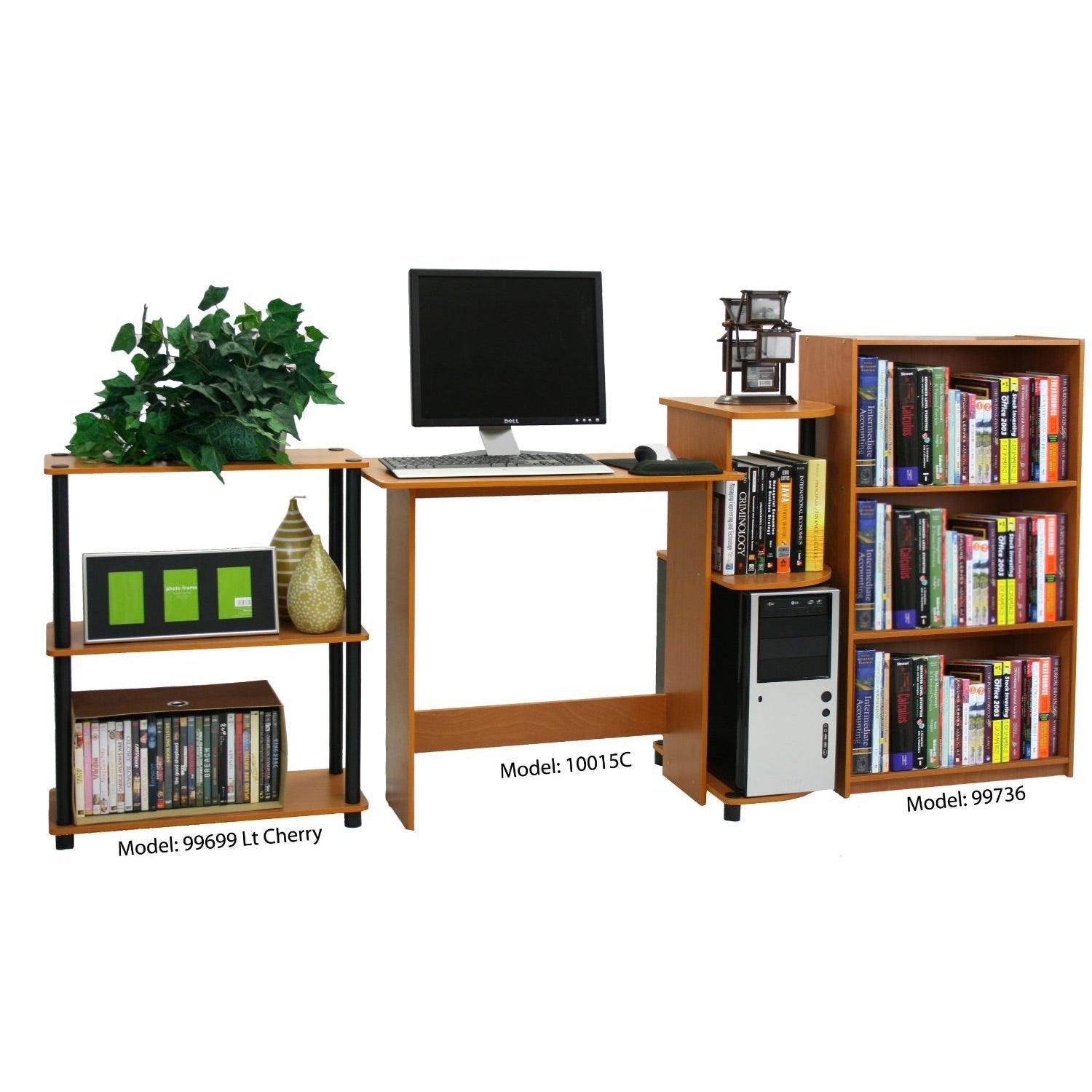 Light Cherry Finish 3-Tier Storage Shelves Bookcase LuxuryLifeWay Online Store
