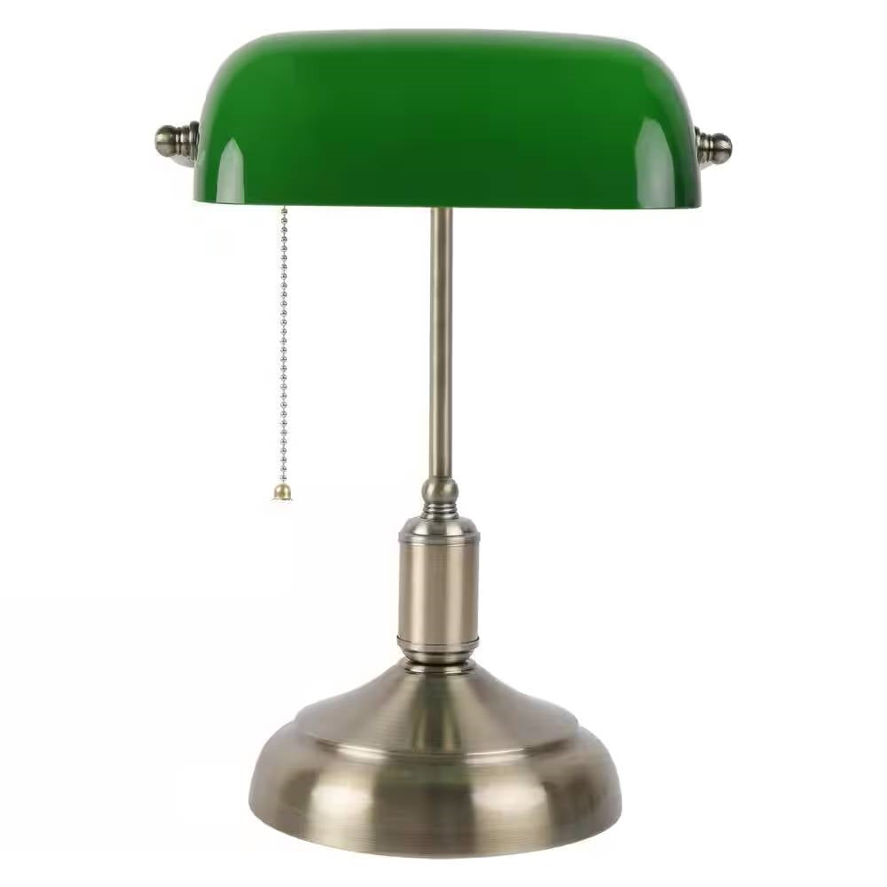 Antique Brass Bankers Lamp Desk Light Table Lamp with Green Glass Shade LuxuryLifeWay Online Store