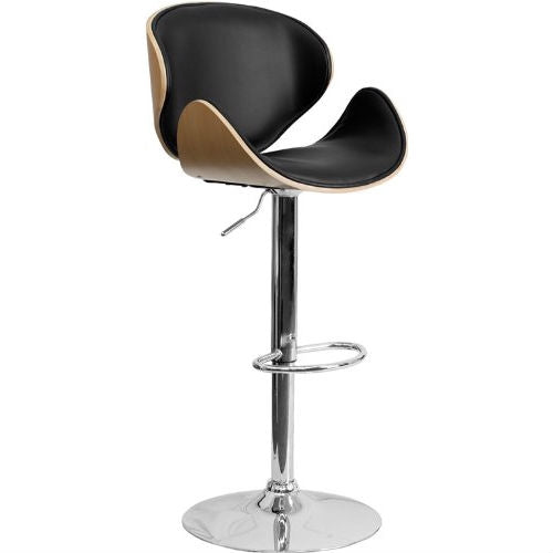 Modern Adjustable Height Barstool with Curved Black Vinyl Seat & Back LuxuryLifeWay Online Store