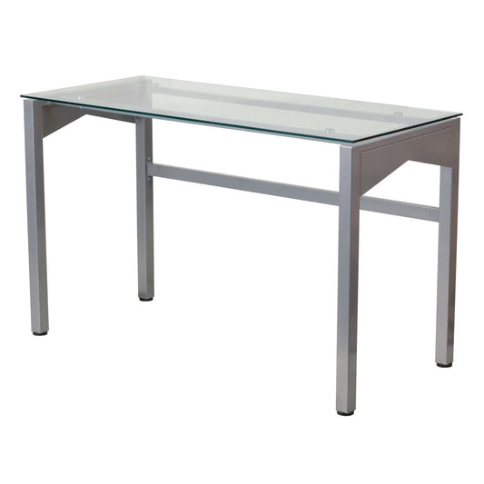 Rectangular Writing Table Office Desk with Clear Tempered Glass Surface LuxuryLifeWay Online Store