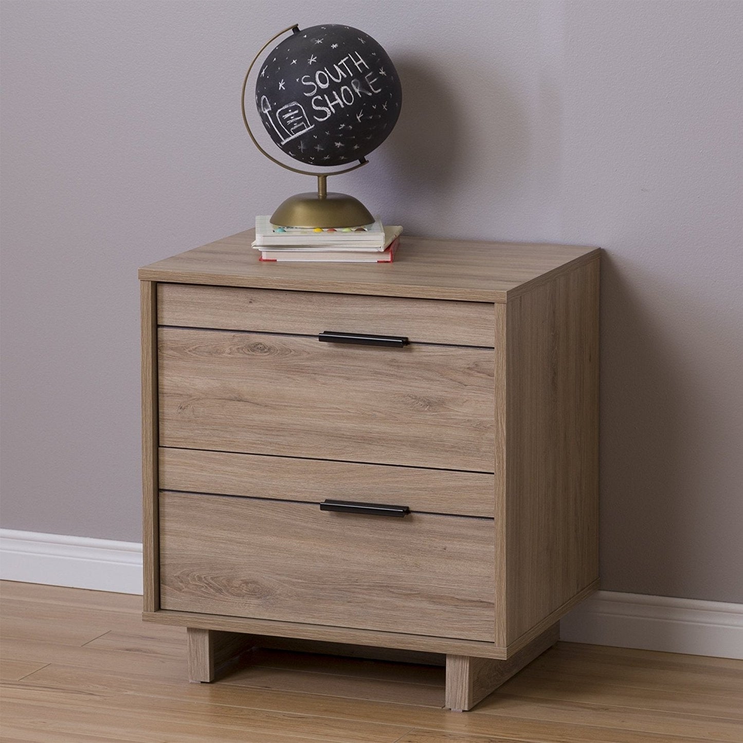 Modern 2-Drawer End Table Nightstand in Light Oak Wood Finish LuxuryLifeWay Online Store