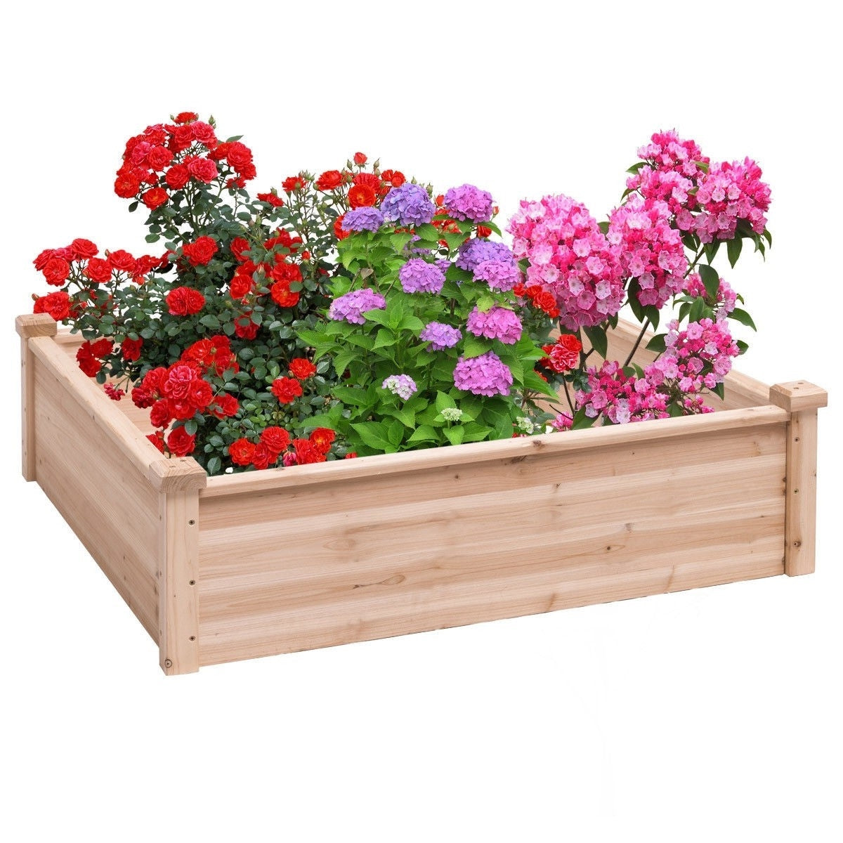 Solid Fir Wood 3.3 ft x 3.3 ft Raised Garden Bed Planter Box LuxuryLifeWay Online Store