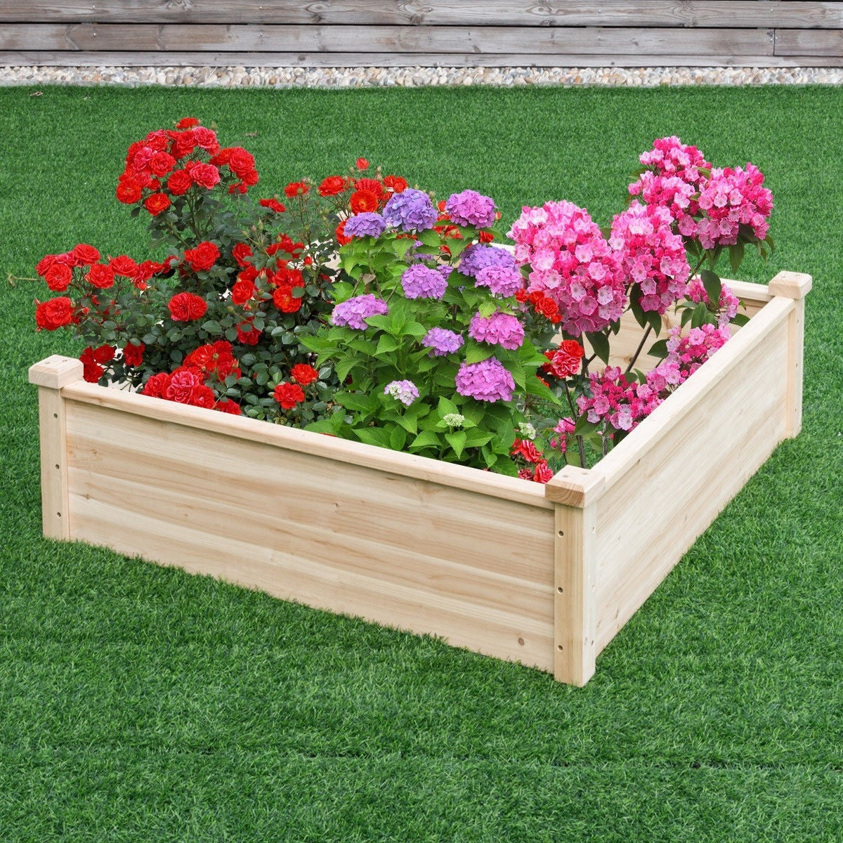 Solid Fir Wood 3.3 ft x 3.3 ft Raised Garden Bed Planter Box LuxuryLifeWay Online Store
