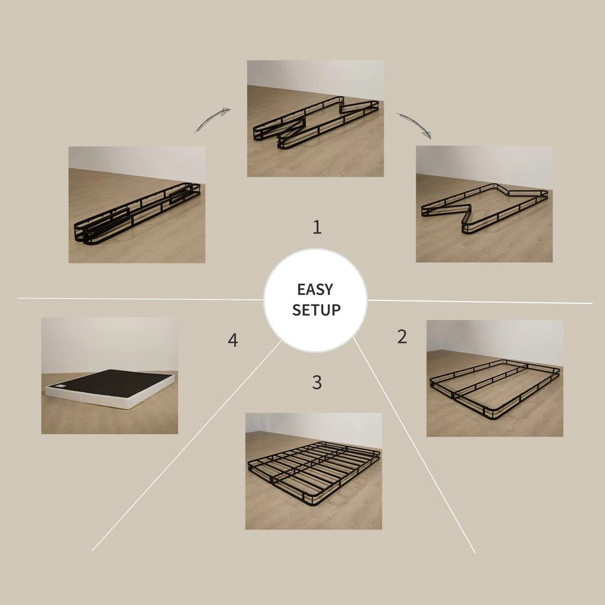 Full size 8-inch Metal Frame Box-Spring Mattress Foundation with Cover LuxuryLifeWay Online Store
