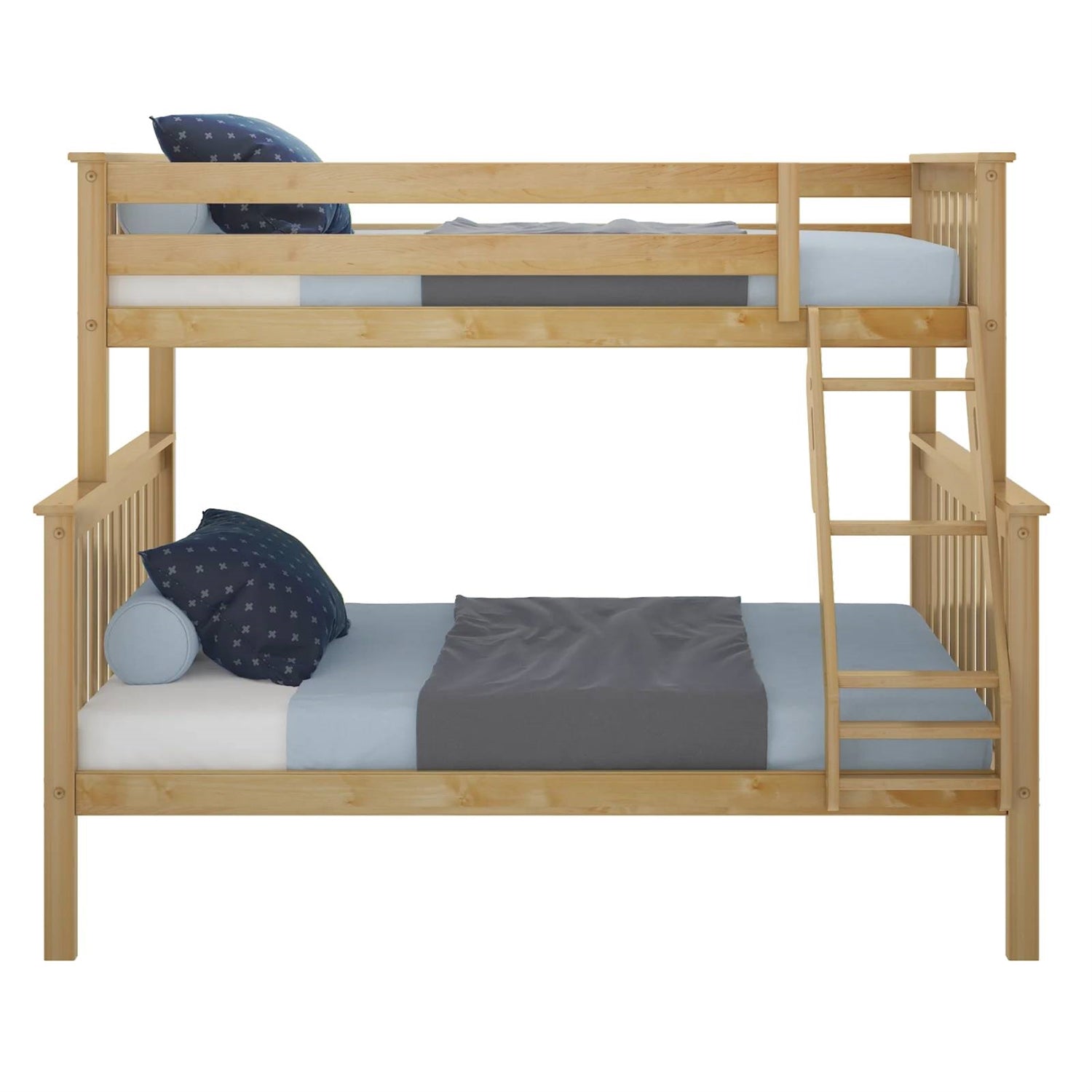 Twin over Full size Solid Wooden Bunk Bed in Natural Pine Wood Finish LuxuryLifeWay Online Store