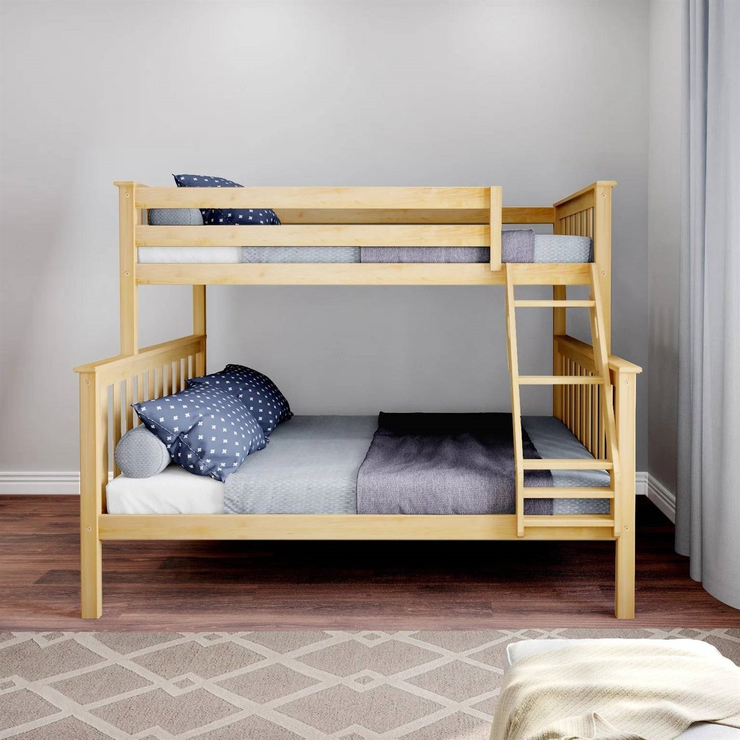 Twin over Full size Solid Wooden Bunk Bed in Natural Pine Wood Finish LuxuryLifeWay Online Store