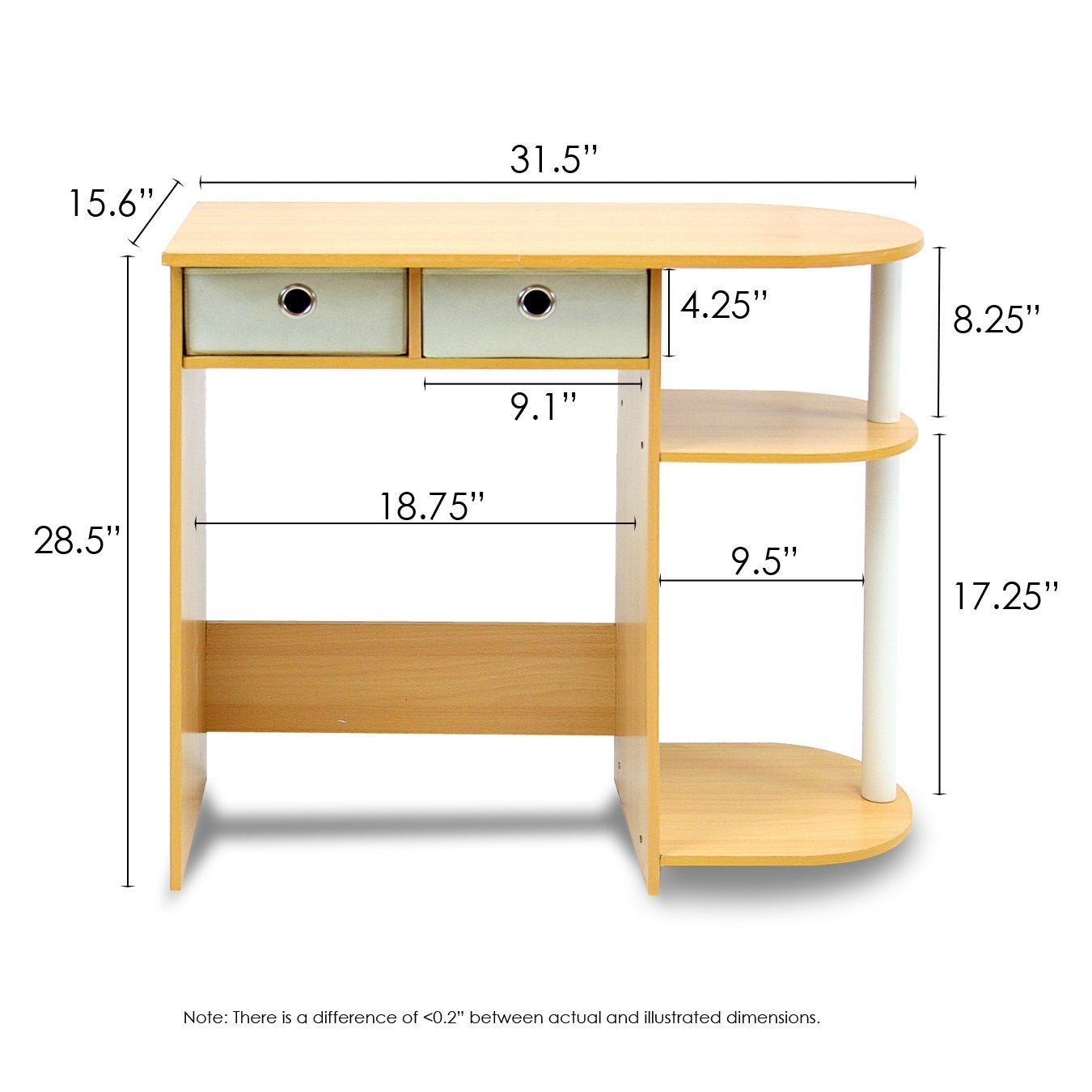 Home Office Laptop Computer Desk Table in Beech Ivory LuxuryLifeWay Online Store