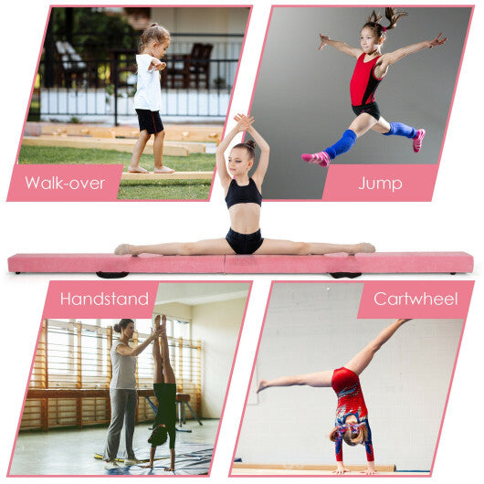 7 Feet Folding Portable Floor Balance Beam with Handles for Gymnasts-Pink - Color: Pink LuxuryLifeWay Online Store