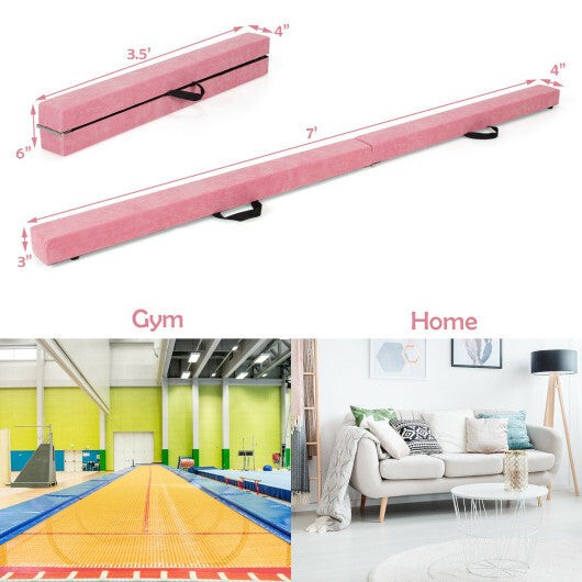 7 Feet Folding Portable Floor Balance Beam with Handles for Gymnasts-Pink - Color: Pink LuxuryLifeWay Online Store