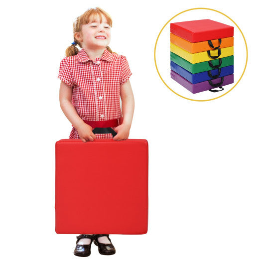 6 Pieces 15 Inches Square Toddler Floor Cushions Flexible Soft Foam Seating with Handles-Multicolor LuxuryLifeWay Online Store