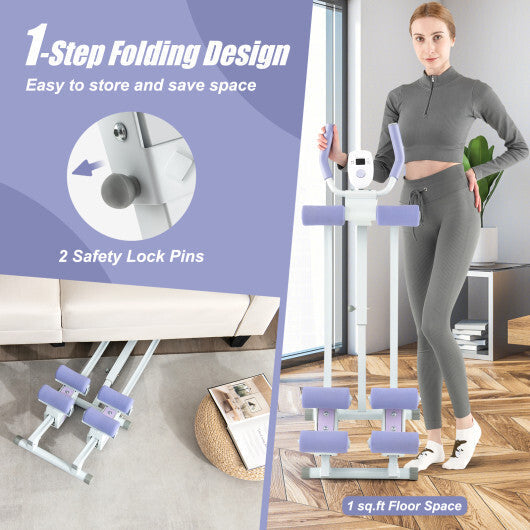 Ab Machine with LCD Monitor and 4 Adjustable Heights-Purple LuxuryLifeWay Online Store