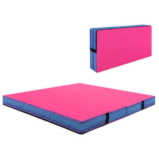 4ft x 4ft x 4in Bi-Folding Gymnastic Tumbling Mat with Handles and Cover-Pink LuxuryLifeWay Online Store