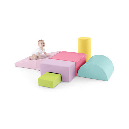 6 Pieces Foam Climbing Blocks Indoor Climb and Crawl Activity Playset with Rectangles-Orange LuxuryLifeWay Online Store