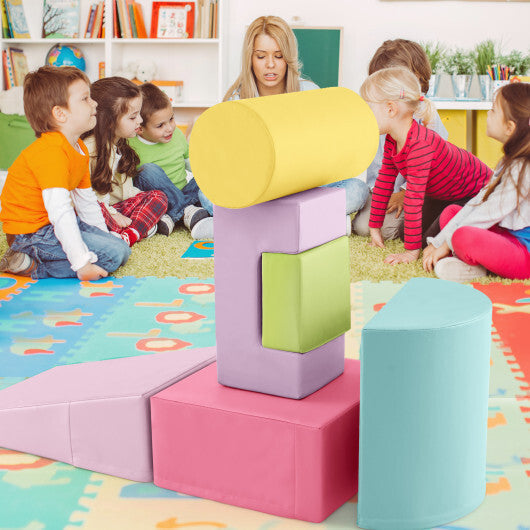 6 Pieces Foam Climbing Blocks Indoor Climb and Crawl Activity Playset with Rectangles-Orange LuxuryLifeWay Online Store