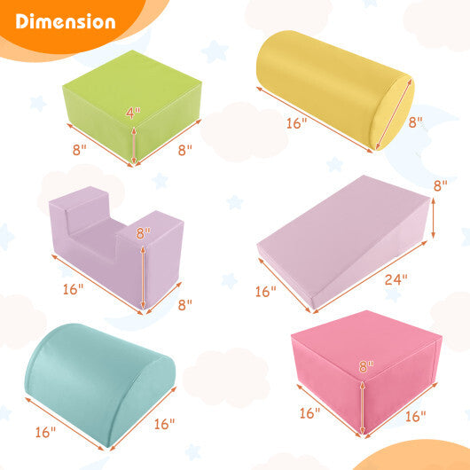 6 Pieces Foam Climbing Blocks Indoor Climb and Crawl Activity Playset with Rectangles-Orange LuxuryLifeWay Online Store