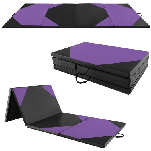 10 Feet x 4 Feet x 2 Inch Folding Exercise Mat with Hook and Loop Fasteners-Blue LuxuryLifeWay Online Store