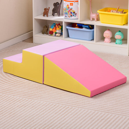 2-Piece Step and Slide Climber for Infants and Toddlers Baby Soft Play Set Foam Blocks-Yellow - Color: Yellow LuxuryLifeWay Online Store