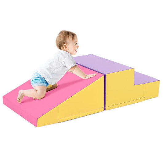 2-Piece Step and Slide Climber for Infants and Toddlers Baby Soft Play Set Foam Blocks-Yellow - Color: Yellow LuxuryLifeWay Online Store