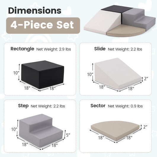 4-Piece Climb and Crawl Foam Block Play Set for Infant Baby-Black - Color: Black LuxuryLifeWay Online Store