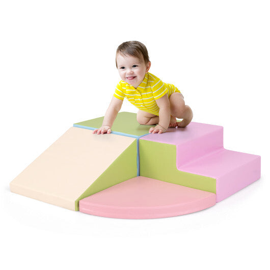 4-Piece Climb and Crawl Foam Block Play Set for Infant Baby-Pink LuxuryLifeWay Online Store