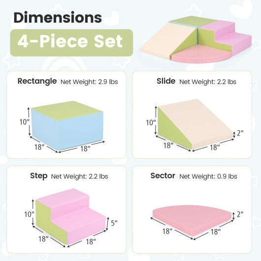 4-Piece Climb and Crawl Foam Block Play Set for Infant Baby-Pink LuxuryLifeWay Online Store