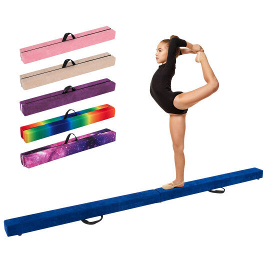 9 FT Folding Gymnastics Balance Beam with Anti-slip Base and Pine Wood Frame-Blue LuxuryLifeWay Online Store