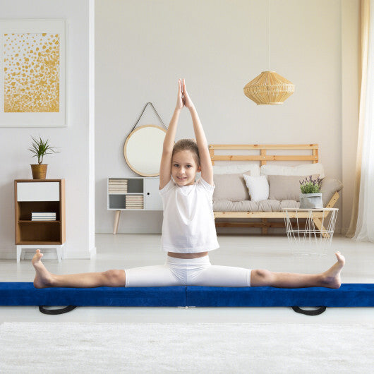 9 FT Folding Gymnastics Balance Beam with Anti-slip Base and Pine Wood Frame-Blue LuxuryLifeWay Online Store