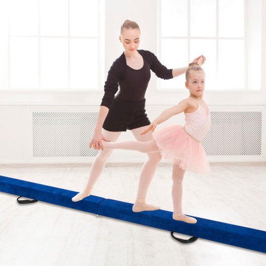 9 FT Folding Gymnastics Balance Beam with Anti-slip Base and Pine Wood Frame-Blue LuxuryLifeWay Online Store
