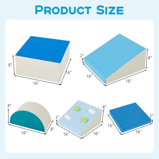 6-Piece Soft Play Set for Toddlers with Climbing Triangle and Ramp-Blue LuxuryLifeWay Online Store