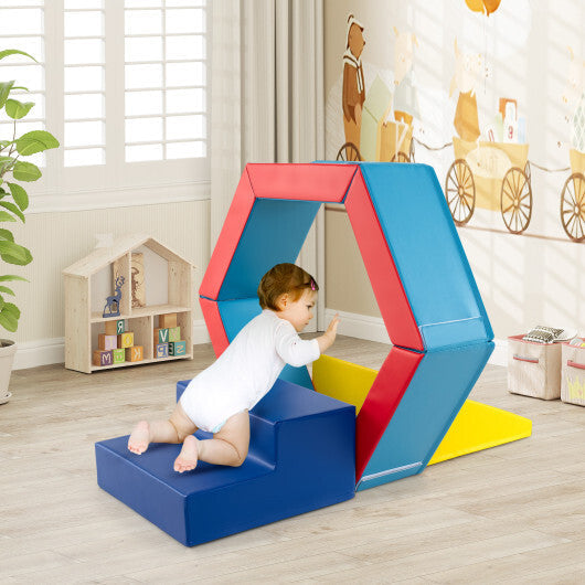 3-Piece Baby Foam Climbing Blocks Climb and Crawl Set with 100 Ocean Balls-Blue LuxuryLifeWay Online Store