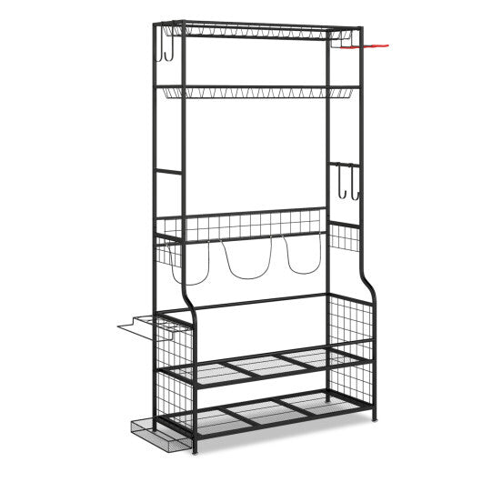 Mobile Sports Equipment Organizer with Golf Bags Storage and Club Rack-Black LuxuryLifeWay Online Store