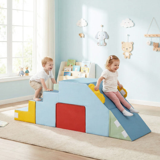 Kids Soft Foam Blocks with Velvet Covers Convertible Table and Chair Set-Blue LuxuryLifeWay Online Store