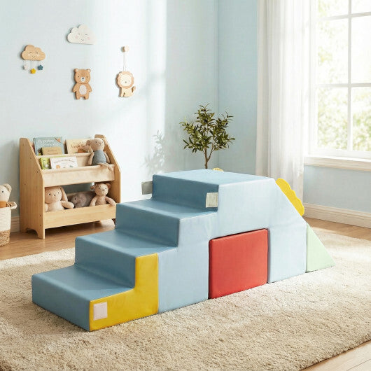 Kids Soft Foam Blocks with Velvet Covers Convertible Table and Chair Set-Blue LuxuryLifeWay Online Store
