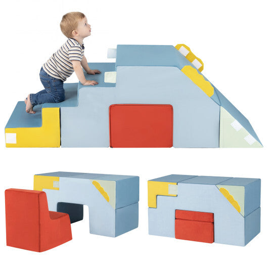 Kids Soft Foam Blocks with Velvet Covers Convertible Table and Chair Set-Blue LuxuryLifeWay Online Store
