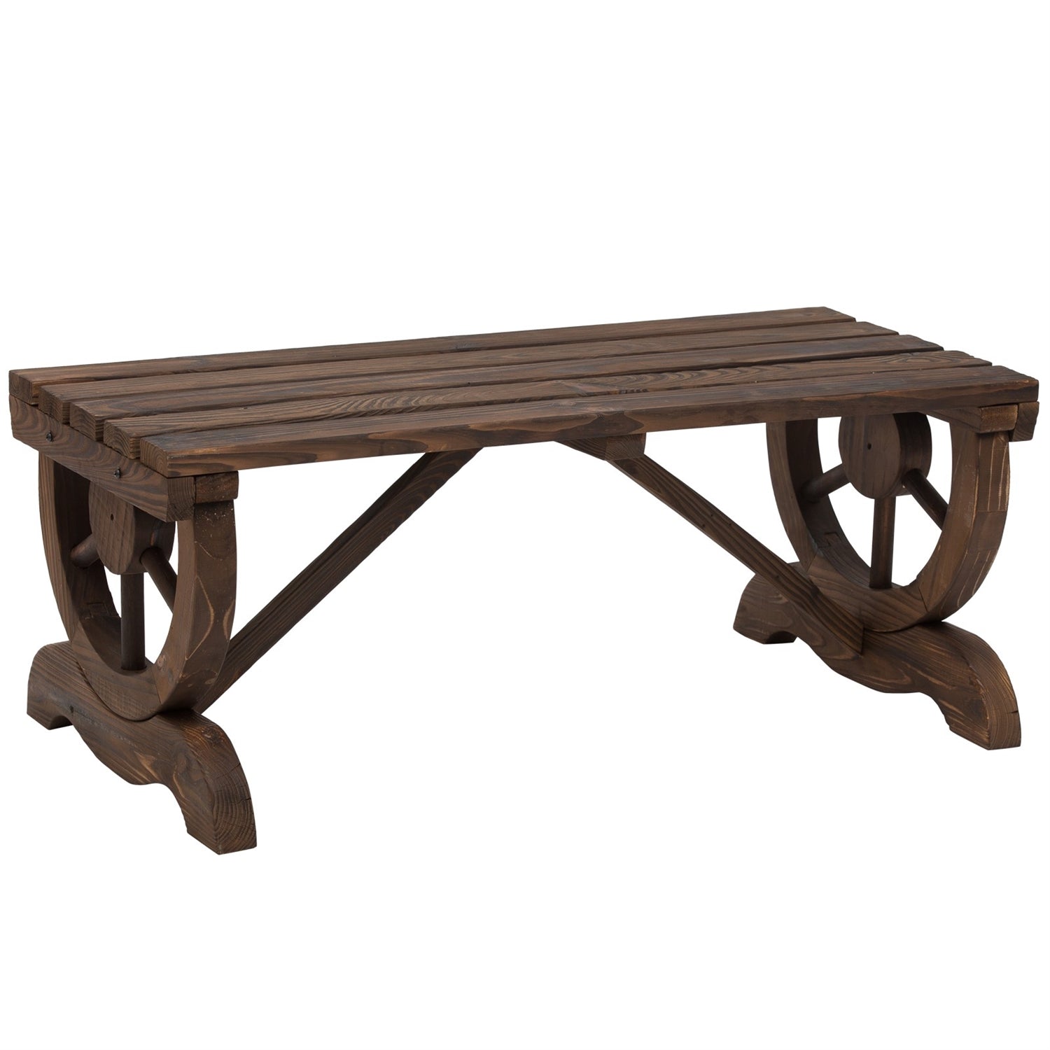 FarmHome Rustic Fir Wood Wheel Outdoor Garden Bench LuxuryLifeWay Online Store