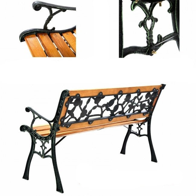 Flowers Outdoor Patio Park Cast Iron Garden Porch Chair Bench LuxuryLifeWay Online Store