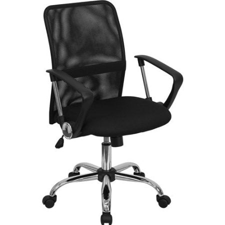 Black Mid-Back Mesh Office Chair with Chrome Finished Base LuxuryLifeWay Online Store