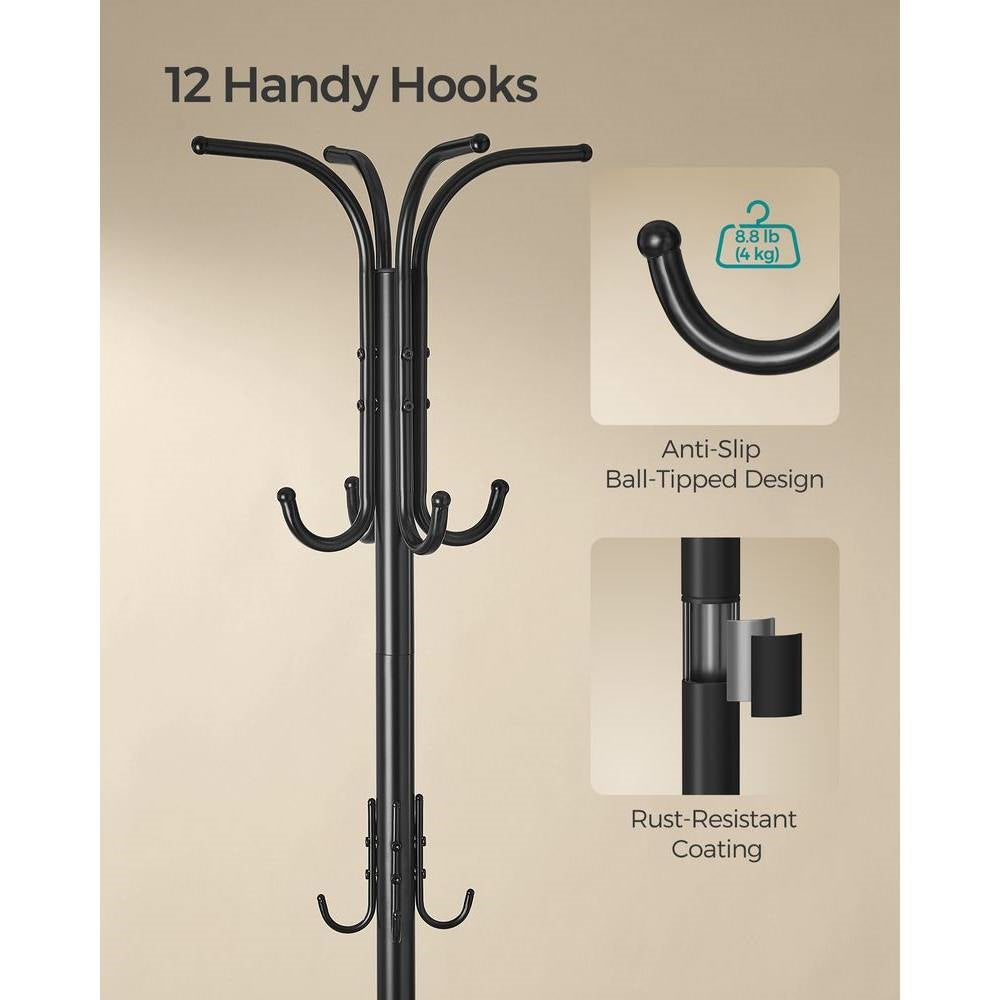 Heavy Duty Black Metal Coat Rack with Umbrella Holder LuxuryLifeWay Online Store