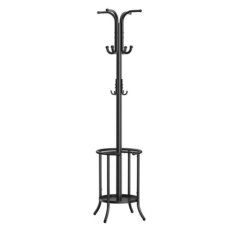 Heavy Duty Black Metal Coat Rack with Umbrella Holder LuxuryLifeWay Online Store