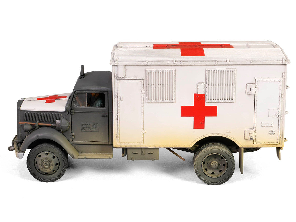 Opel-Blitz Kfz.305 Ambulance Gray and White (Weathered) "German Army" "Armoured Fighting Vehicle" Series 1/32 Diecast Model by Forces of Valor LuxuryLifeWay Online Store