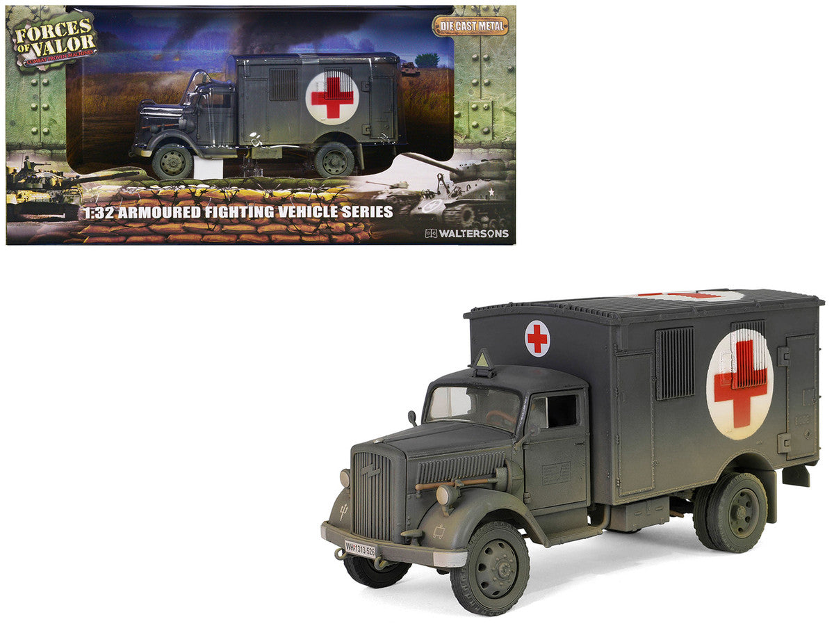 Opel-Blitz Kfz.305 Ambulance Gray (Weathered) "German Army" "Armoured Fighting Vehicle" Series 1/32 Diecast Model by Forces of Valor LuxuryLifeWay Online Store