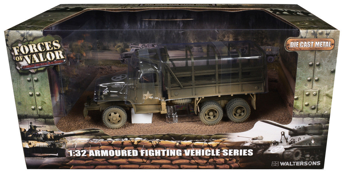 GMC CCKW-353B Cargo Truck "1st Infantry Division Weymouth England World War II" (1945) United States Army with Figures "Armoured Fighting Vehicle" Series 1/32 Diecast Model by Forces of Valor LuxuryLifeWay Online Store
