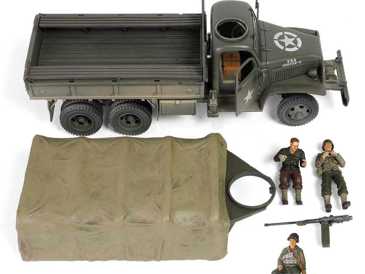 GMC CCKW-353B Cargo Truck with Cover "1st Infantry Division Weymouth England World War II" (1944) United States Army with Figures "Armoured Fighting Vehicle" Series 1/32 Diecast Model by Forces of Valor LuxuryLifeWay Online Store