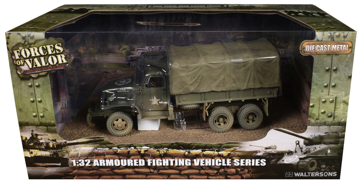 GMC CCKW-353B Cargo Truck with Cover "1st Infantry Division Weymouth England World War II" (1944) United States Army with Figures "Armoured Fighting Vehicle" Series 1/32 Diecast Model by Forces of Valor LuxuryLifeWay Online Store